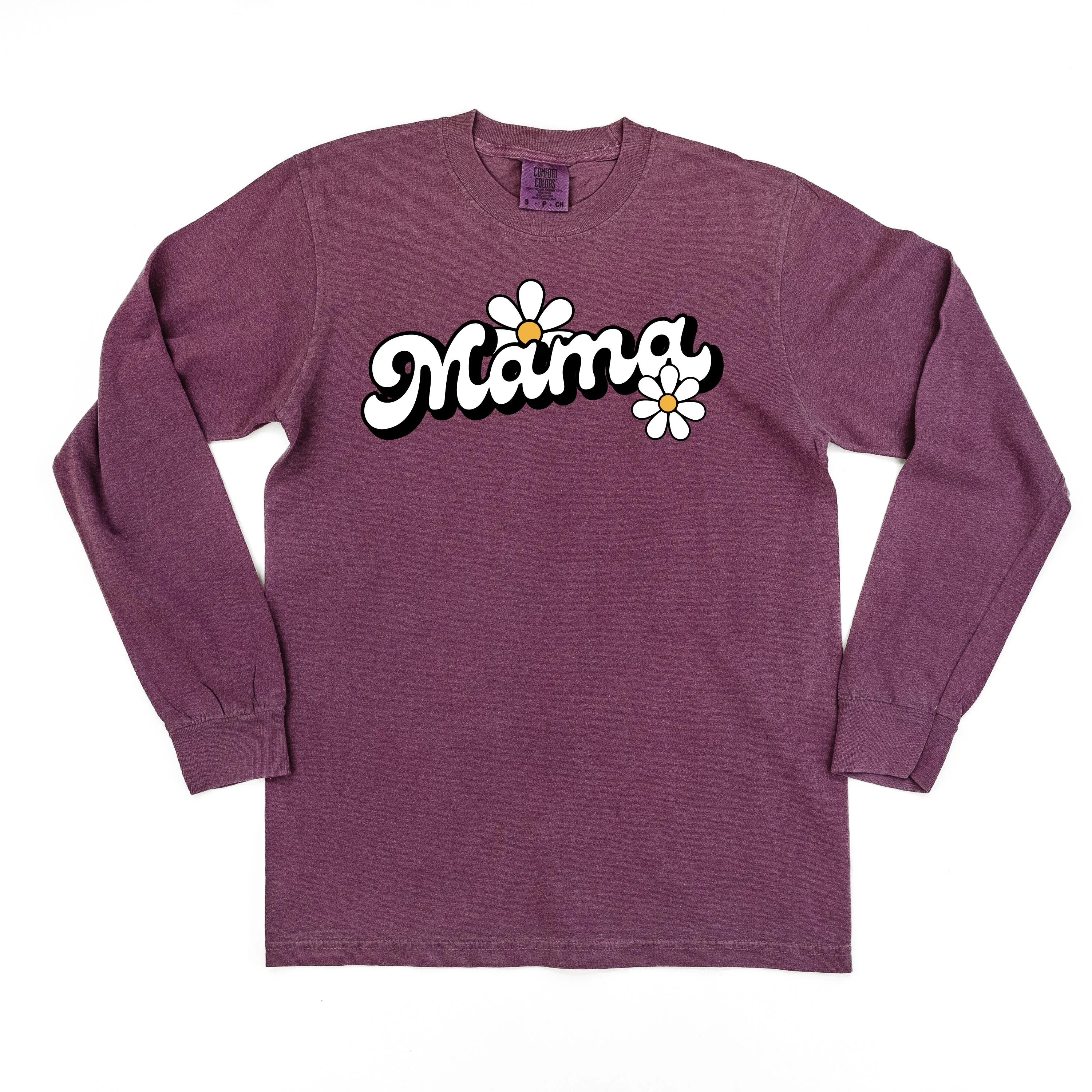 DAISY - MAMA - w/ Full Daisy on Back - LONG SLEEVE COMFORT COLORS TEE