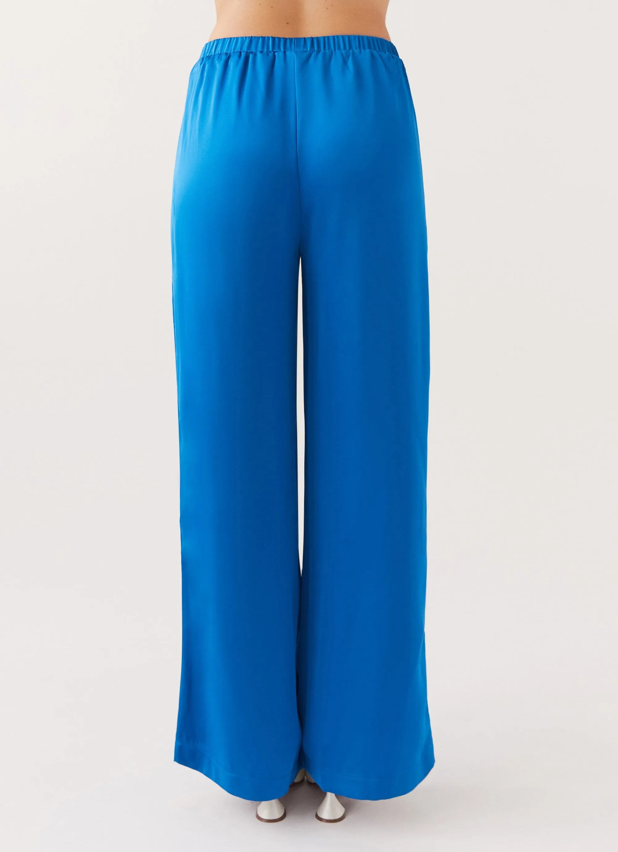 Palm Cove Satin Pants - Cobalt