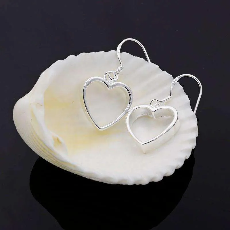 Silver Dangling Heart 3D Earrings for Women by Feshionn IOBI